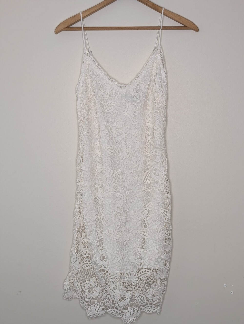 Rag & Bone Crochet Mini Dress Cream Boho Shift Spaghetti Strap Women's Size 4